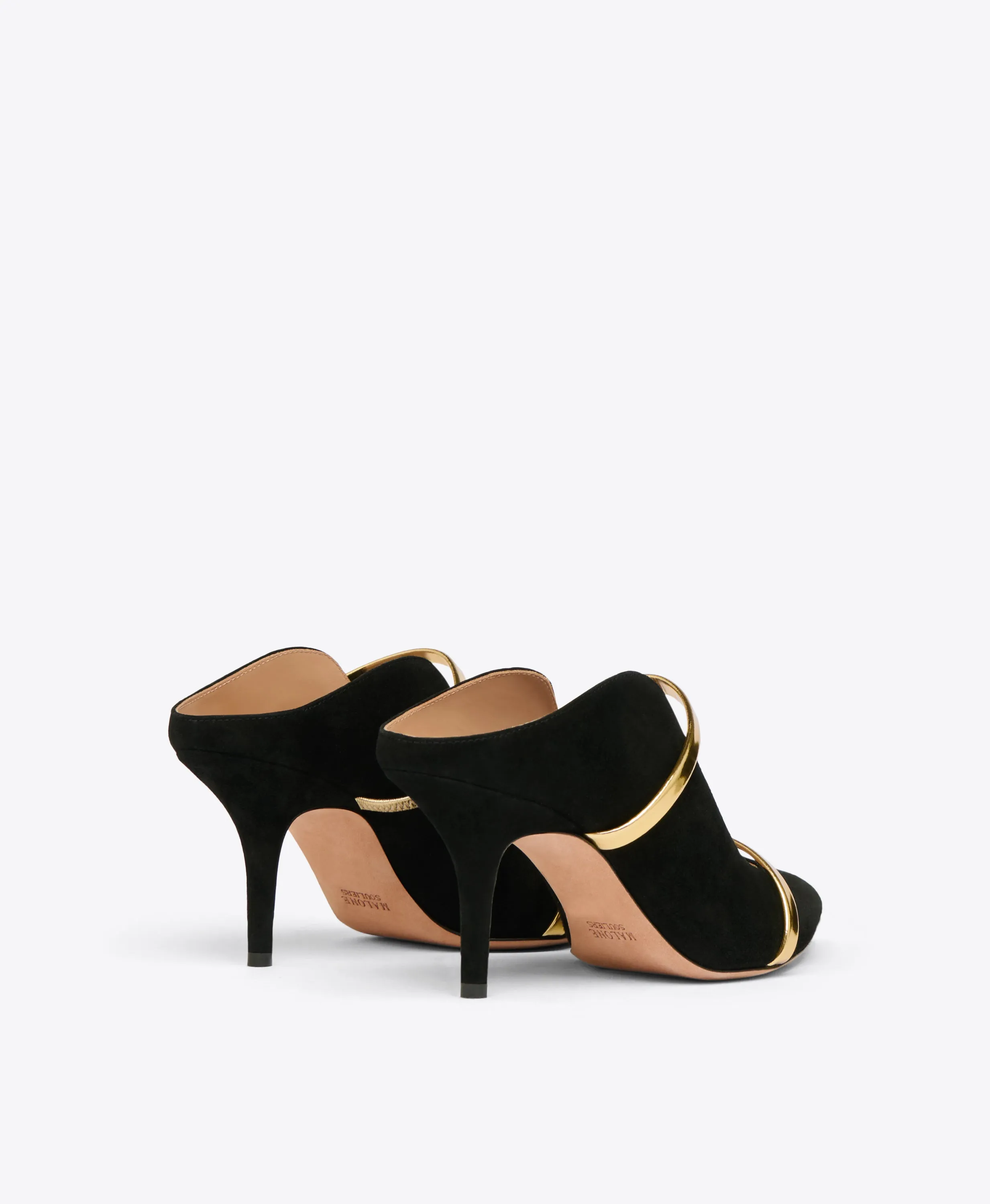 Maureen 70 Black & Gold Suede Mules