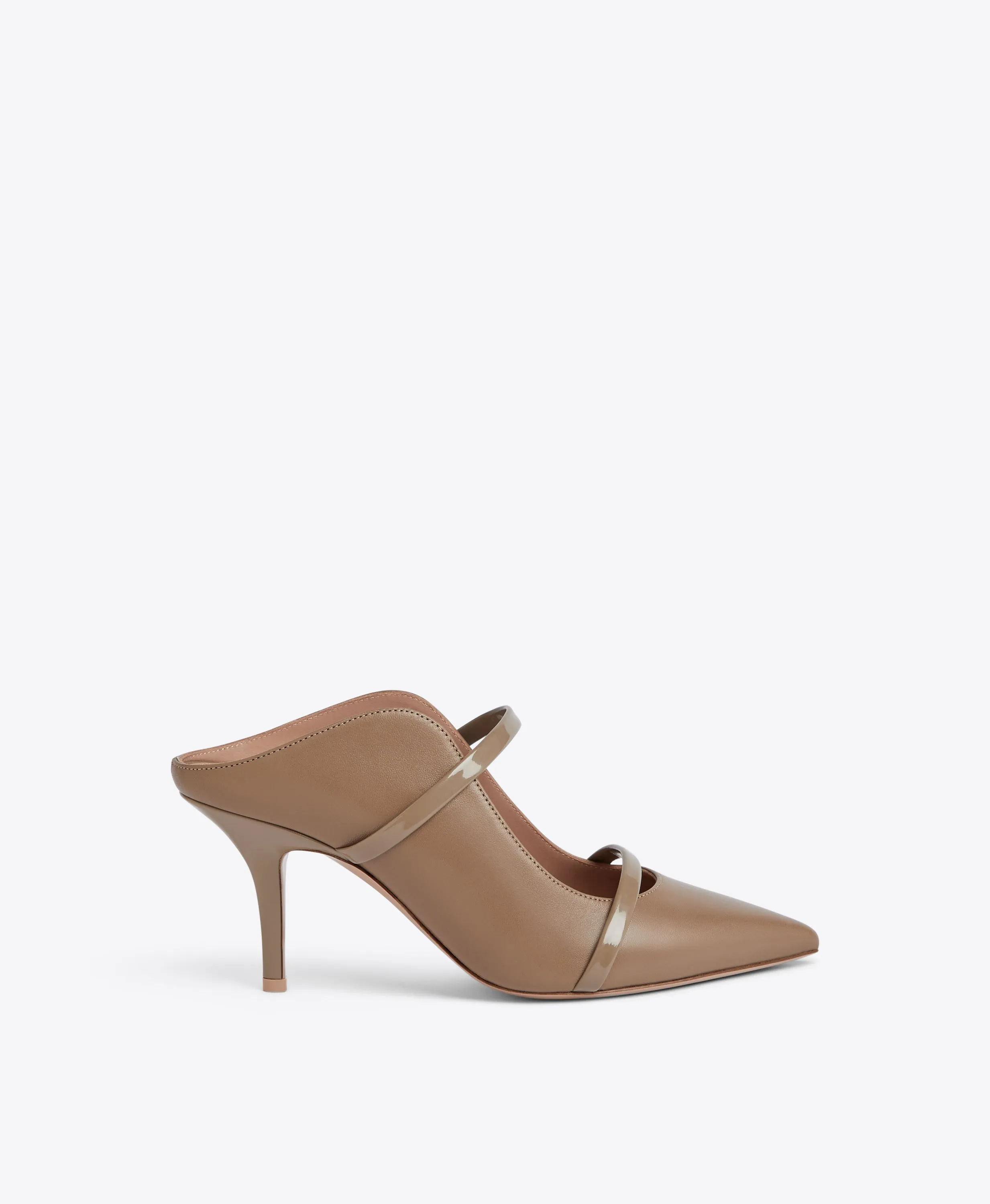 Maureen 70 Taupe Leather Mules