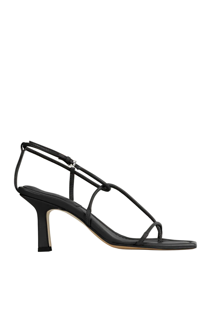 Minimal Strappy Black Heeled Sandal