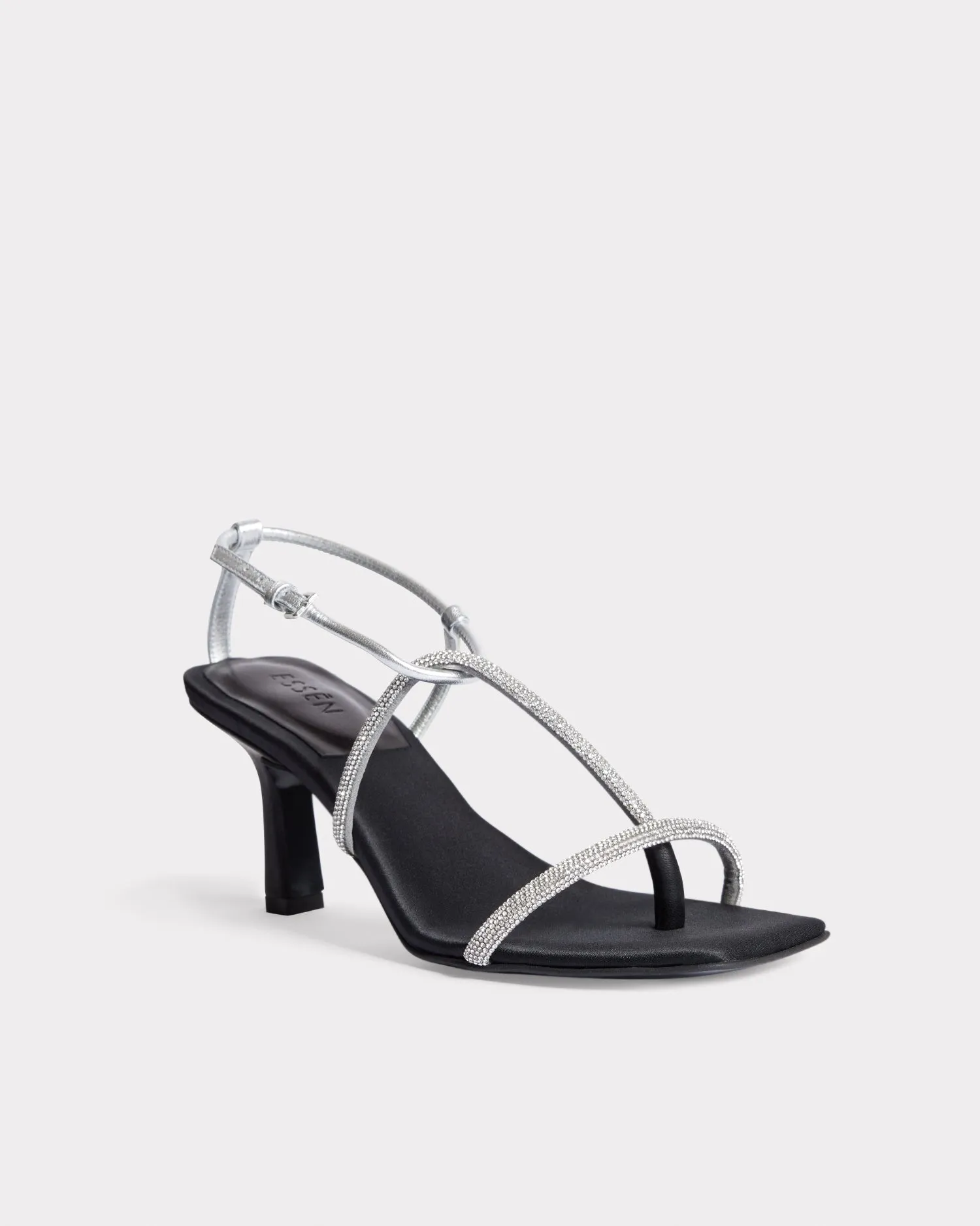 Minimal Strappy Heeled Crystal Sandal