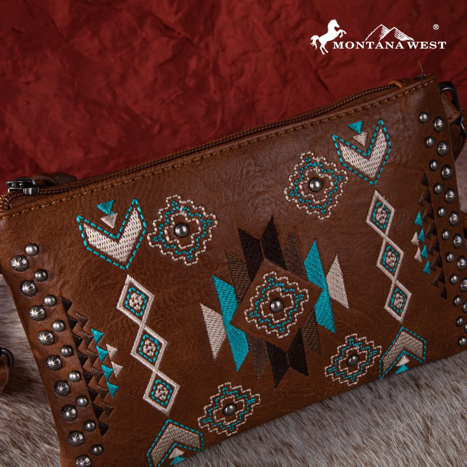 MW1245-181 Montana West Embroidered Collection Clutch/Crossbody