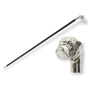 SILVER BULLDOG WALKING STICK