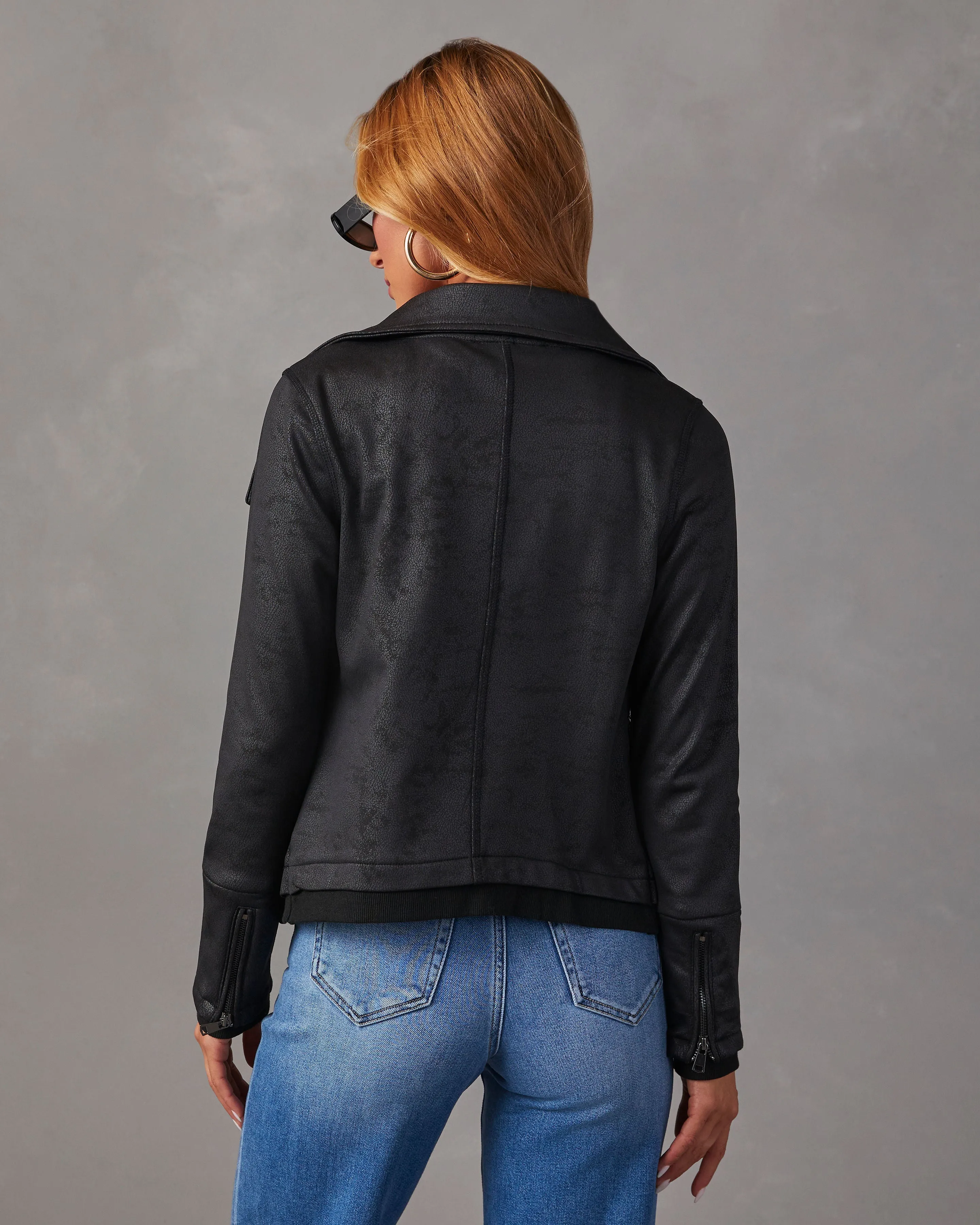 Slick Chick Coated Faux Leather Moto Jacket