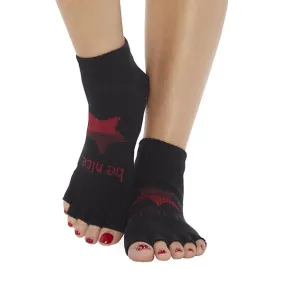 Sticky Be Socks Women's Be Naughty Be Nice Half Toe Non Slip Grip Socks - Black