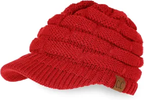 Women's Ribbed Knit Hat with Brim