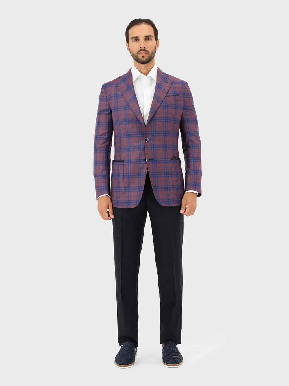 Wool Blazer with Checkered Pattern